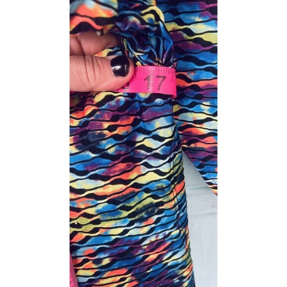 Multicolored Trippy 4Pc  Upcycled Festival Rave Fit  L XL Skirt Top Sleeves - Picture 3 of 10
